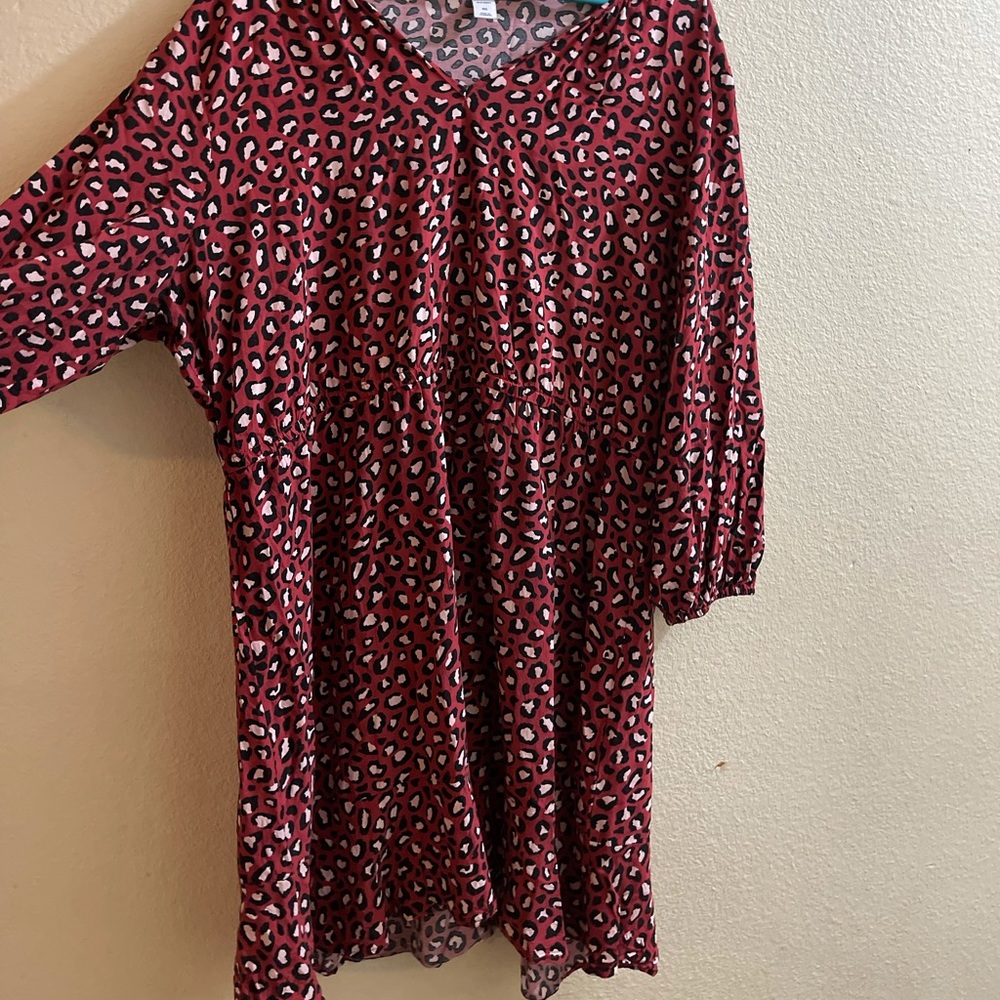 Old Navy Maroon Leopard print dress XXL